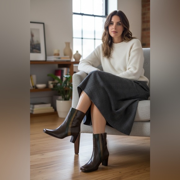 Liz Claiborne Flex Trinity Leather Ankle Boots Reddish Brown Size 8.5 - Picture 11 of 14